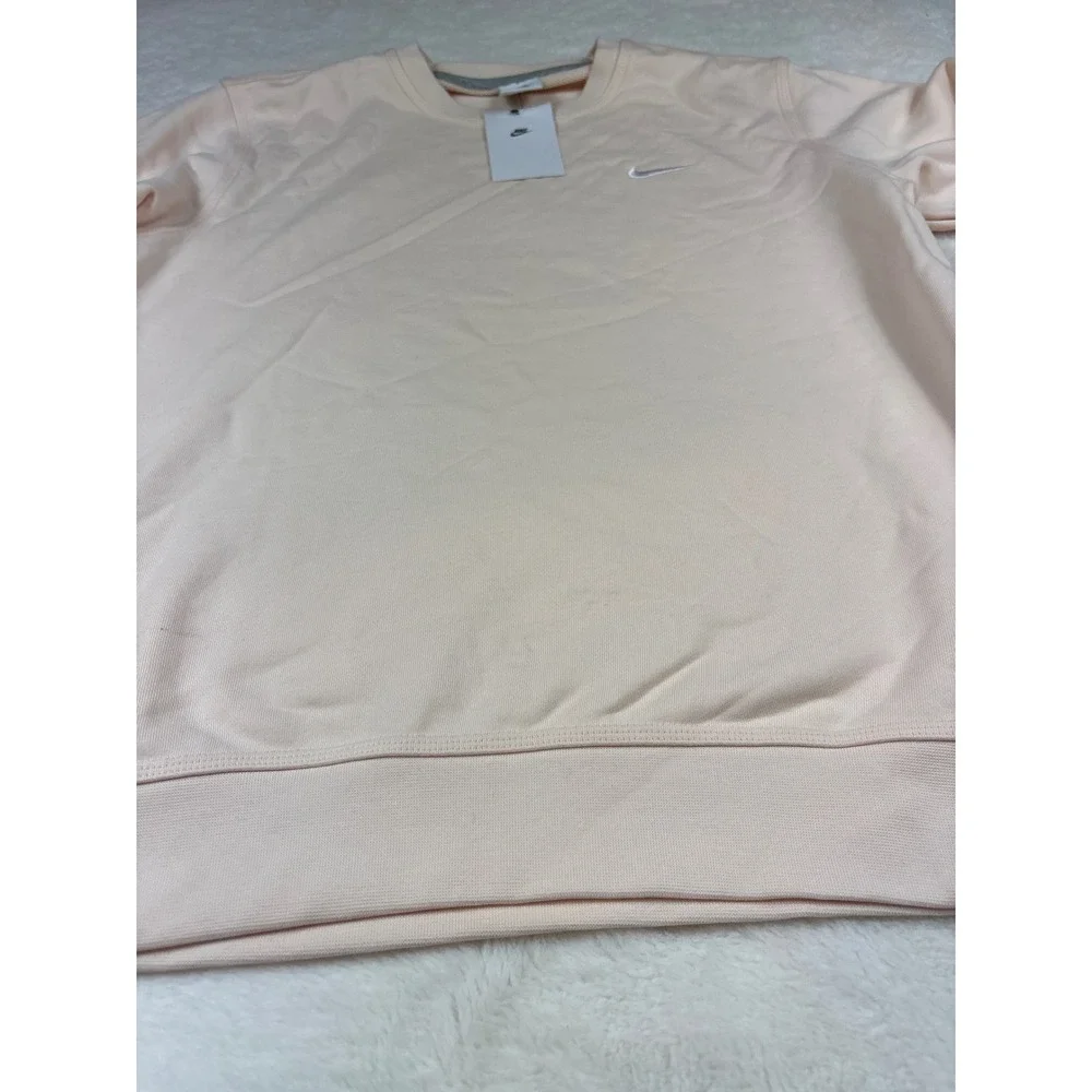 Nike Sportswear Essential Crewneck Sweatshirt Peach Pink Embroidered Swoosh L